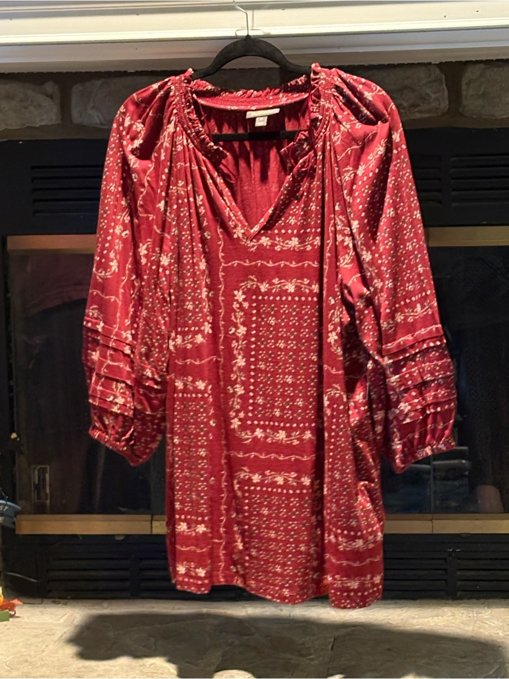 Style & Co. Red Printed Boho Peasant Tunic